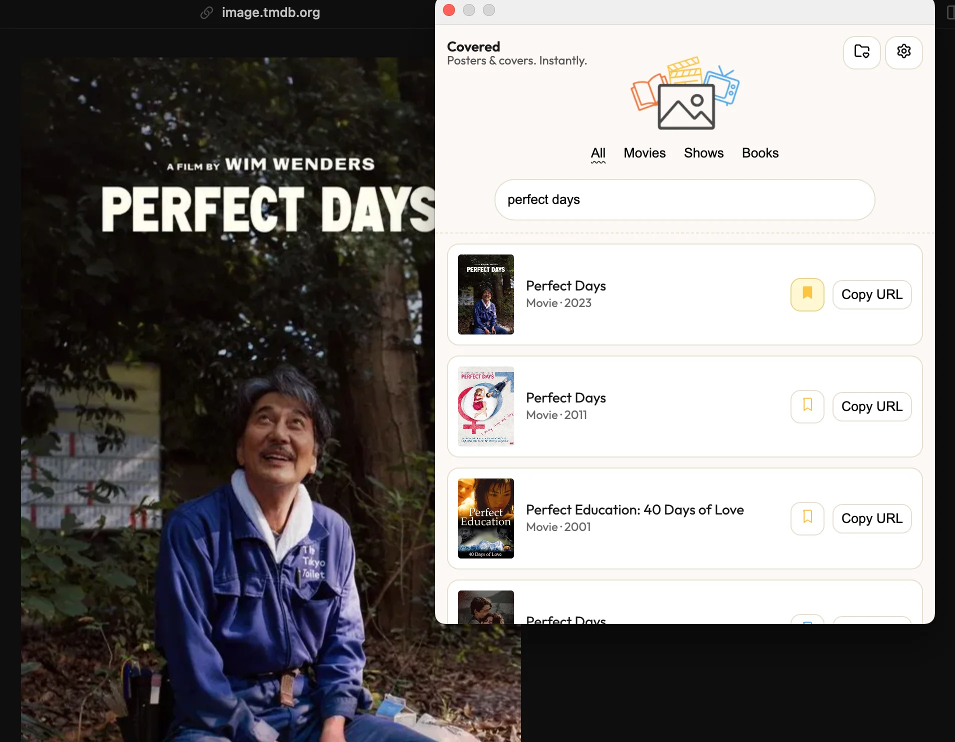 Covered - Fetch media posters in a click