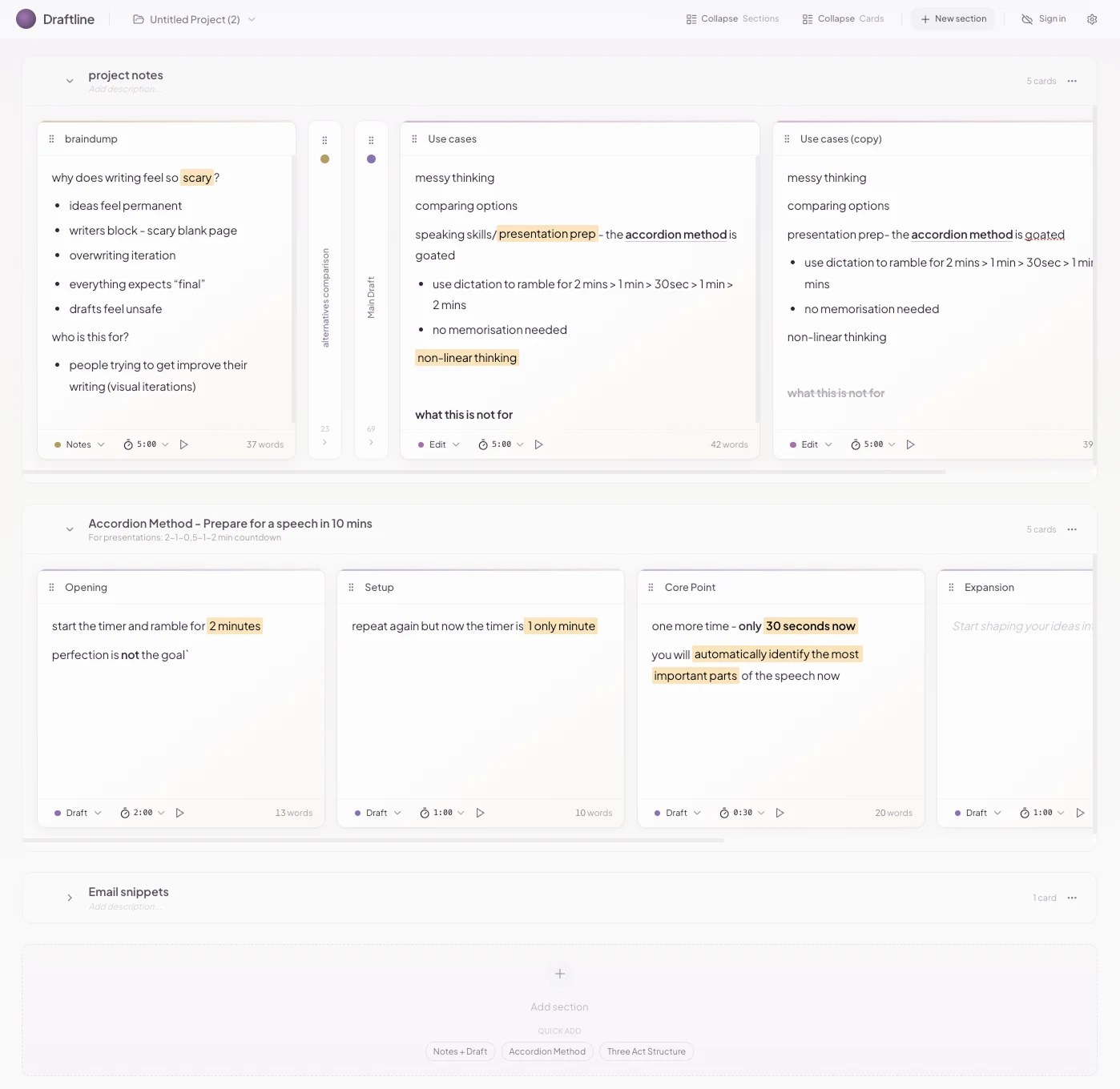 Draftline - A thinking studio for refining raw ideas primary